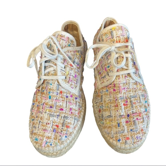 Anthropologie Lace-Up Tweed Espadrille Sneakers, Multicolor, Euro 41/ US 10 - Picture 3 of 9